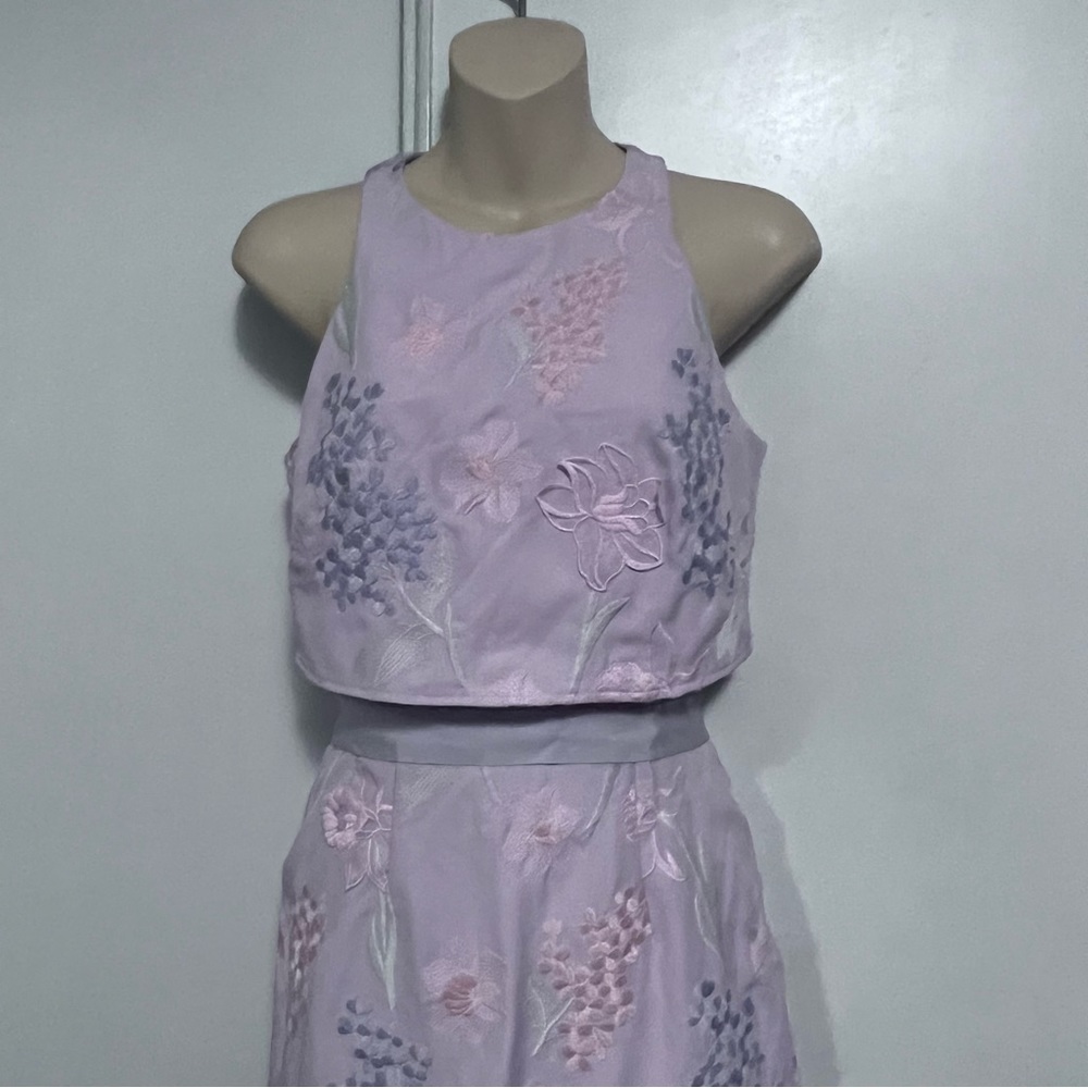 Asos embroidered organza dress midi Size 0 (U.S.) pink Lavender Embroidered - Picture 5 of 13